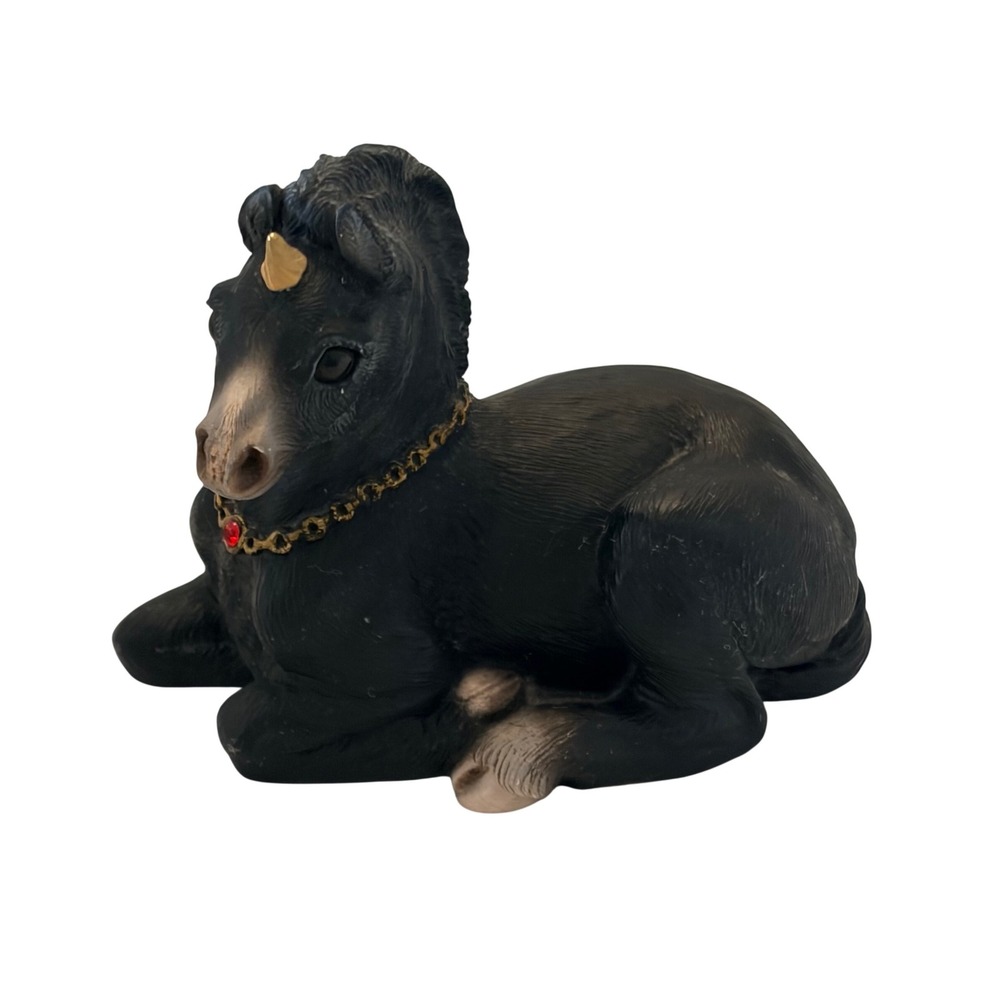 Windstone Editions Black Unicorn Foal Figurine Melody Peña Gold Horn Jewel